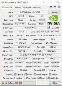GeForce GTX 560 GPUZ