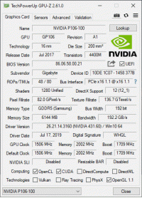NVIDIA P106-100 GPUZ